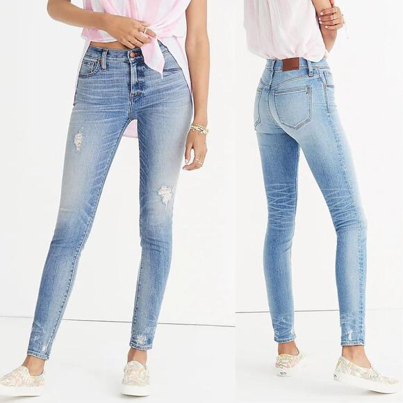 Madewell 9" High Rise Skinny Jeans Destructed Hem Edition - Picture 1 of 9